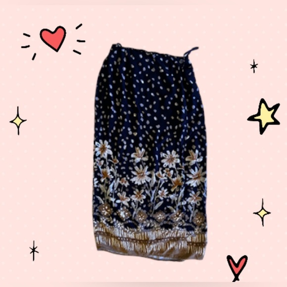 Vintage Paquette  Byer California maxi skirt floral black Size M - Picture 2 of 13